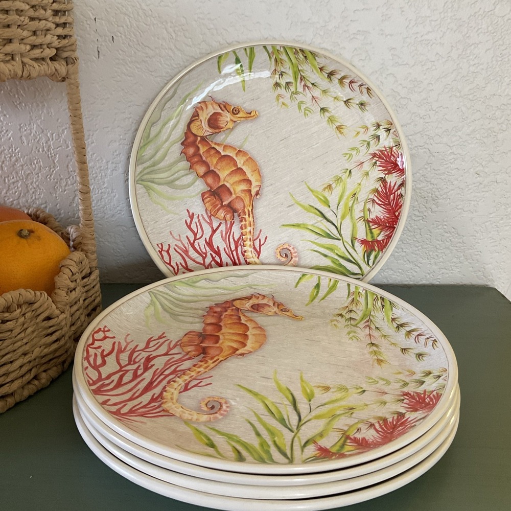 Better Home & Garden Seahorse Melamine Plastic Salad Plates Set of 5